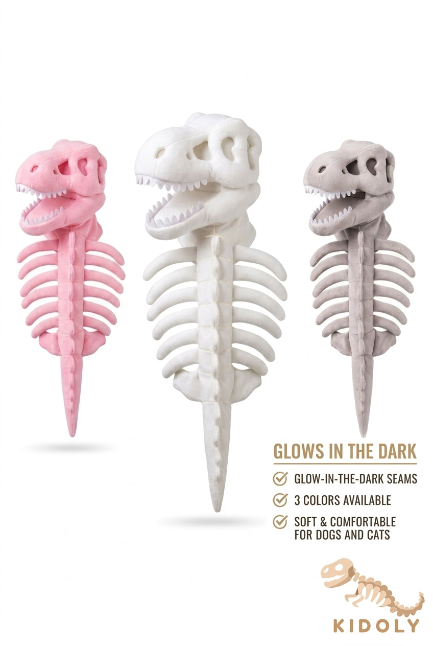 Kidoly Dino Skeleton Hood T-Rex Costume for Cats, Dogs & Kids 🦕