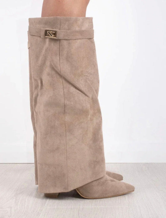 Lucia Voss Suede Beige Boots