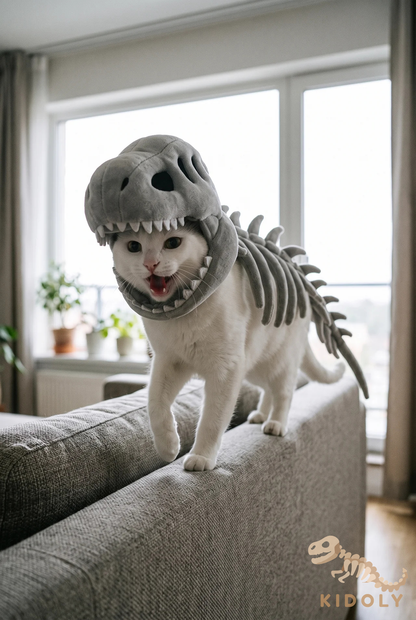 Kidoly Dino Skeleton Hood T-Rex Costume for Cats, Dogs & Kids 🦕