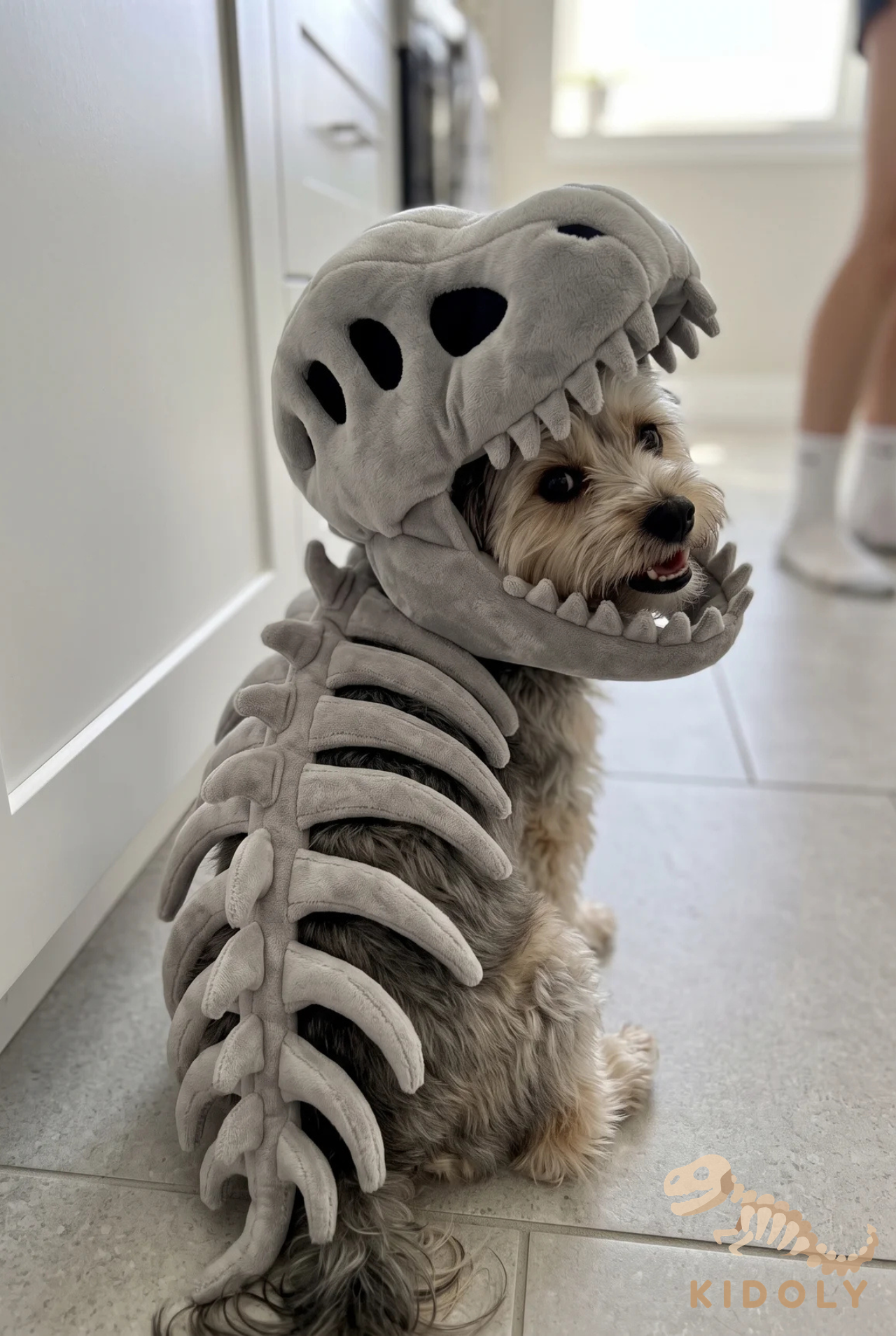 Kidoly Dino Skeleton Hood T-Rex Costume for Cats, Dogs & Kids 🦕