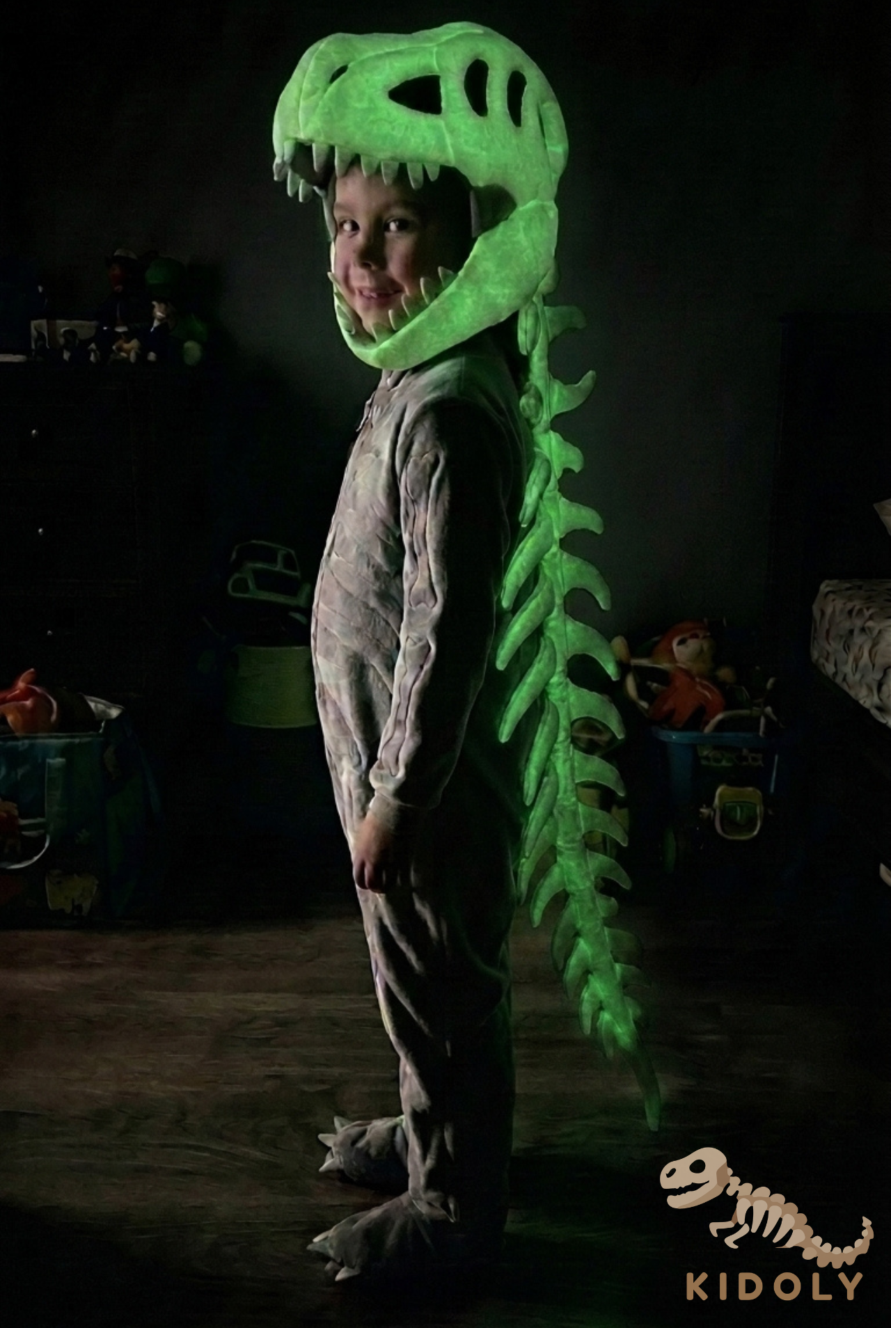 Kidoly Dino Skeleton Hood T-Rex Costume for Cats, Dogs & Kids 🦕