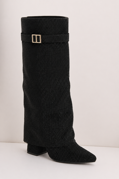 Sovelly Diamanté Black Boots