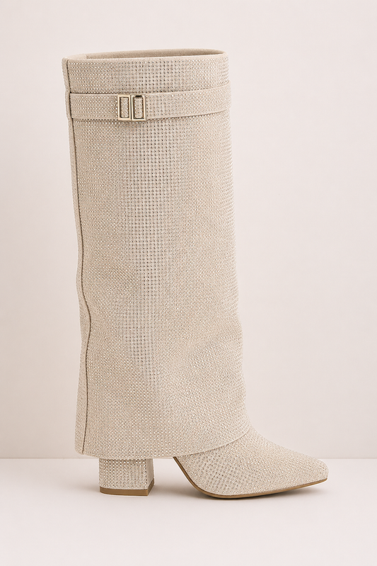 Lucia Voss Diamanté Beige Stiefel