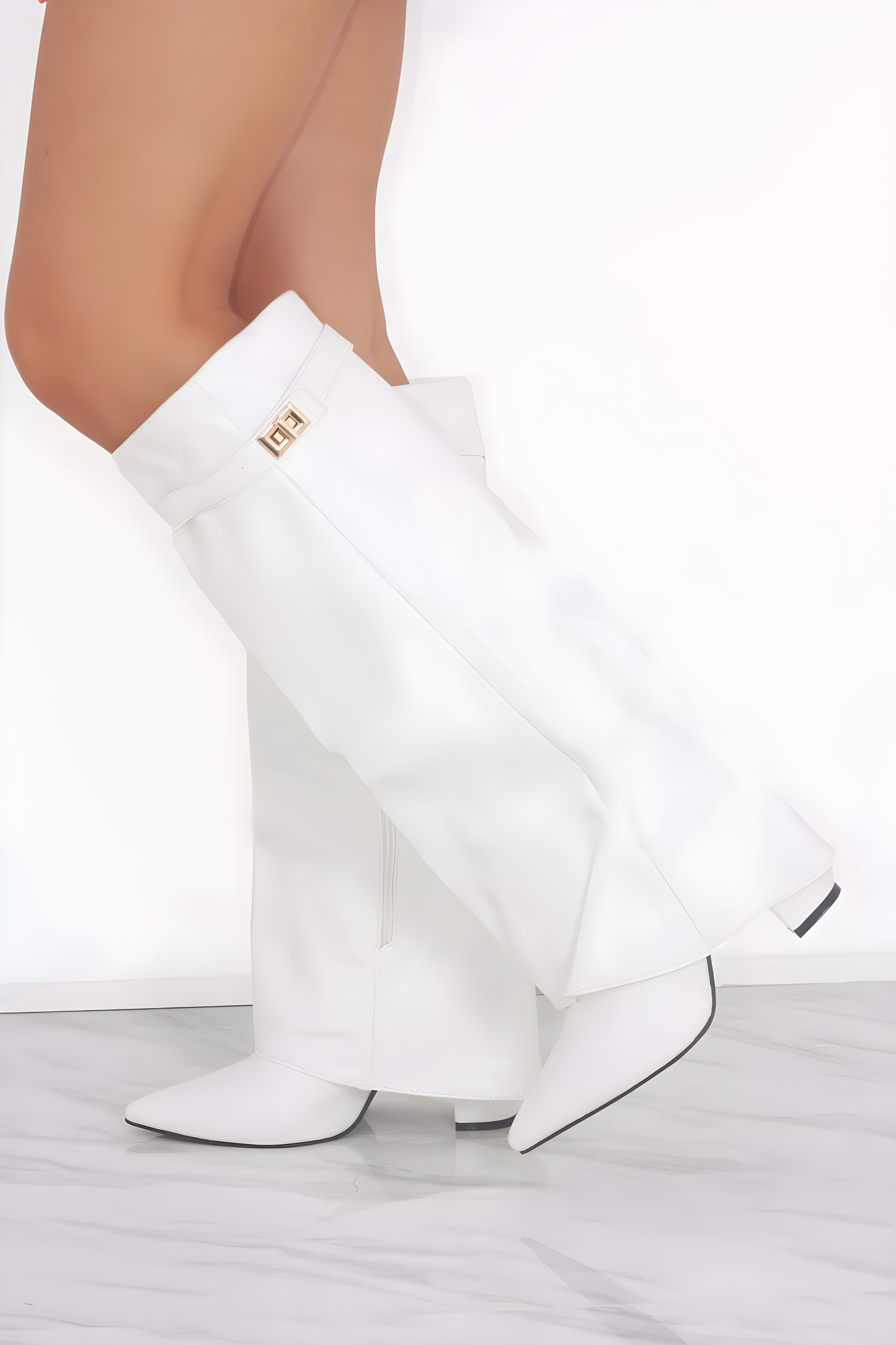 Sovelly Leather White Boots