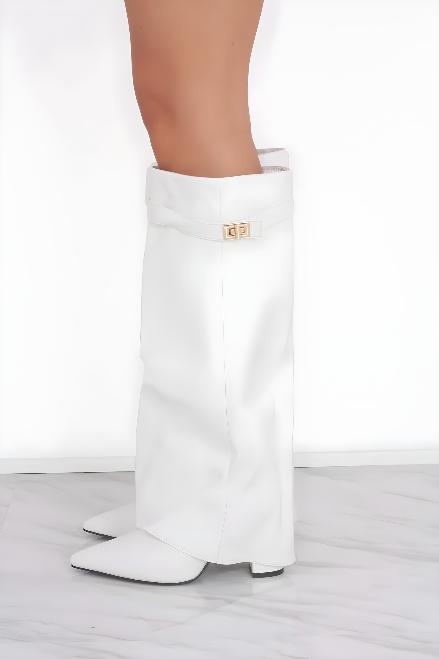 Sovelly Leather White Boots
